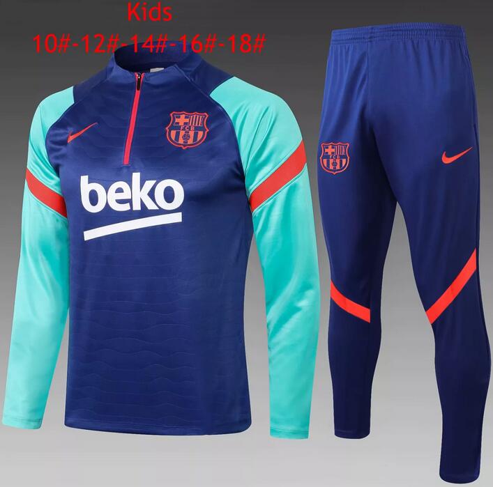 Kids Barcelona 2021/22 Blue Training Suit (Sweatshirt+Pants)